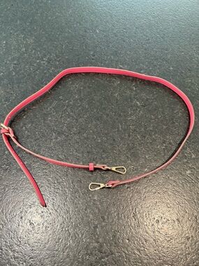 Adjustable Pink Foe Leather Crossbody Strap with Gold Hardware